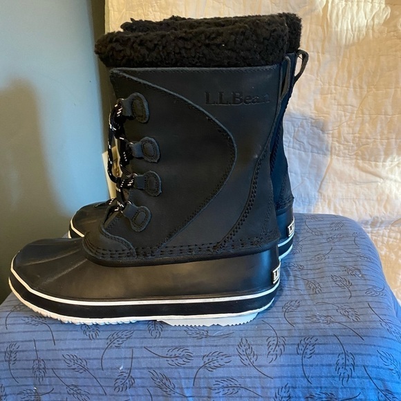 LL Bean Rangeley pac boots in black and white size 9 - Picture 1 of 7